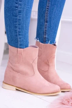 Discount Boto Lu Boo Wsuwane Damskie Botki Za Kostkę Pudrowy Róż Trinity