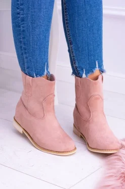 Discount Boto Lu Boo Wsuwane Damskie Botki Za Kostkę Pudrowy Róż Trinity