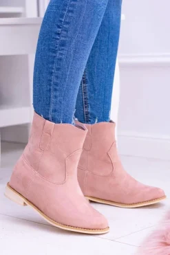 Discount Boto Lu Boo Wsuwane Damskie Botki Za Kostkę Pudrowy Róż Trinity