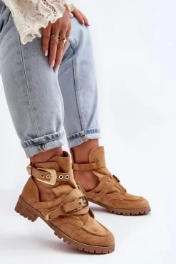 New Boto Lu Boo Zamszowe Botki Z Wycięciami Camel Rock Girl Brązowy