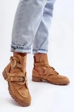 New Boto Lu Boo Zamszowe Botki Z Wycięciami Camel Rock Girl Brązowy