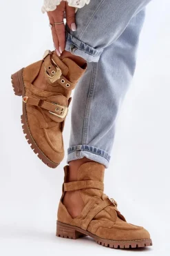 New Boto Lu Boo Zamszowe Botki Z Wycięciami Camel Rock Girl Brązowy