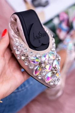 Sale Boto Lu Boo Złote Balerinki na Gumce Kamienie Even