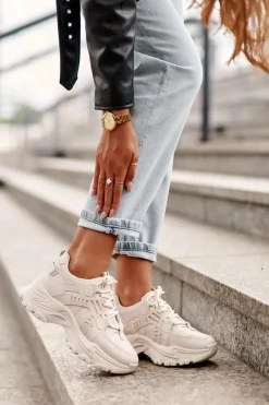 Evento Sneakersy Damskie*Masywne Damskie Buty Sportowe Sneakersy Beżowe Toderus