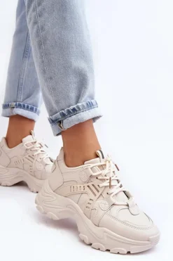 Evento Sneakersy Damskie*Masywne Damskie Buty Sportowe Sneakersy Beżowe Toderus