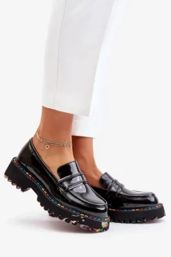 Best Boto Masywne Mokasyny Damskie Lakierowane Artiker 55C0489 Czarne