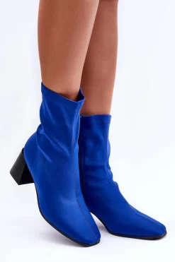 Discount Boto Materiałowe Botki Na Suwak Niebieskie Amisa