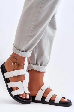 Boto Klapki Na Platformie|Klapki Damskie Klasyczne*Materiałowe Damskie Klapki Na Rzep Białe Jose