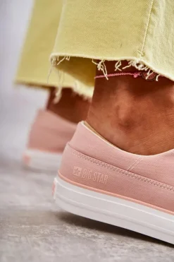 New Big Star Shoes Materiałowe Damskie Tenisówki Big Star KK274020 Nude