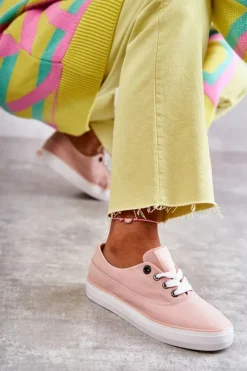 New Big Star Shoes Materiałowe Damskie Tenisówki Big Star KK274020 Nude