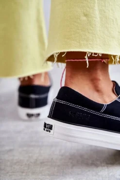 Big Star Shoes Materiałowe Damskie Tenisówki Big Star KK274019 Czarne Czarny