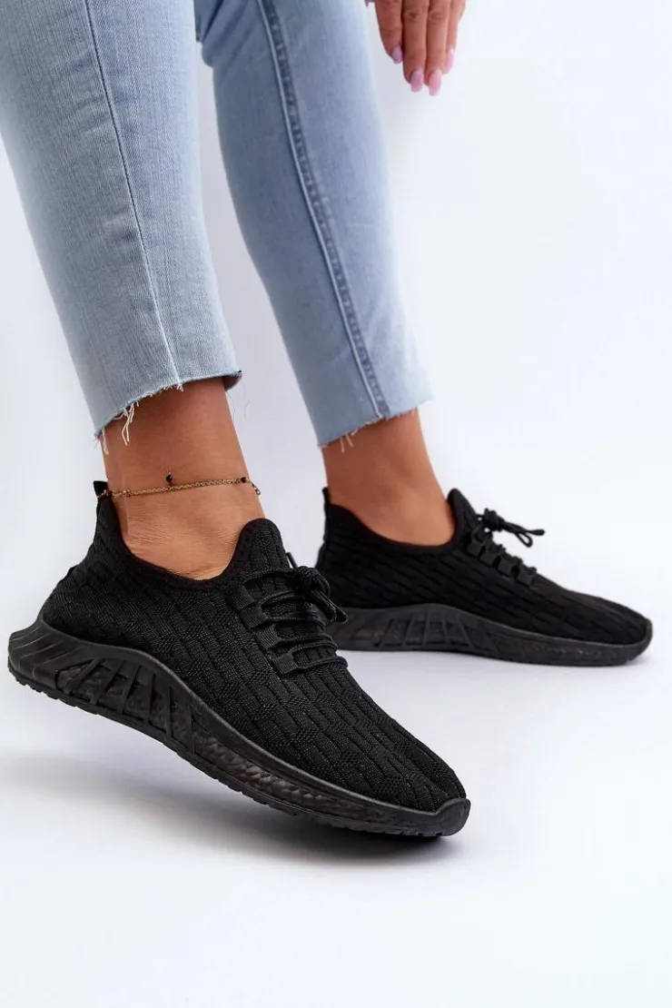 Best Boto Materiałowe Lekkie Buty Sportowe Damskie Czarne Xalara