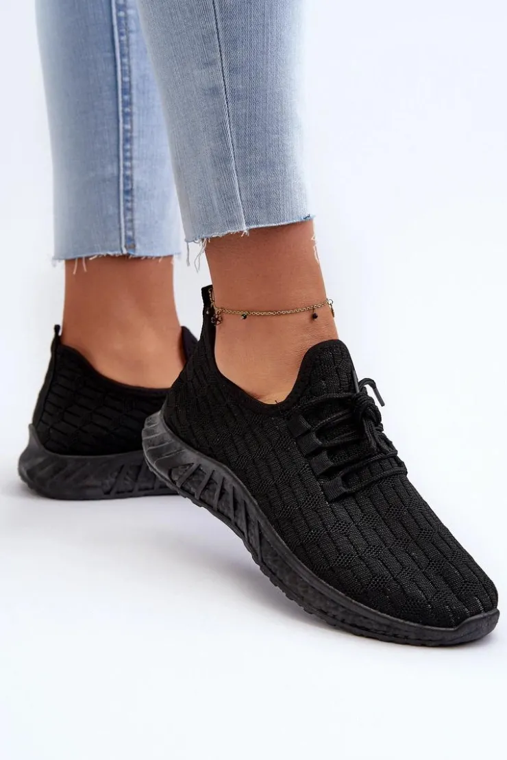 Best Boto Materiałowe Lekkie Buty Sportowe Damskie Czarne Xalara