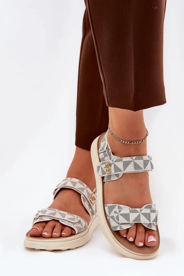 Damskie Boto Materiałowe Sandały Damskie Na Platformie Beżowe Leriot