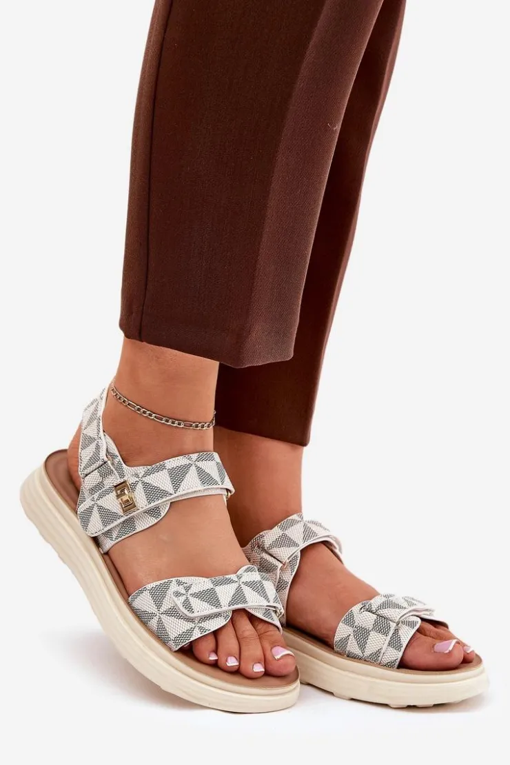 Damskie Boto Materiałowe Sandały Damskie Na Platformie Beżowe Leriot