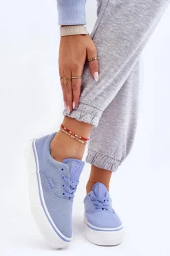 Outlet Big Star Shoes Materiałowe Tenisówki Na Platformie Big Star LL274145 Niebieskie