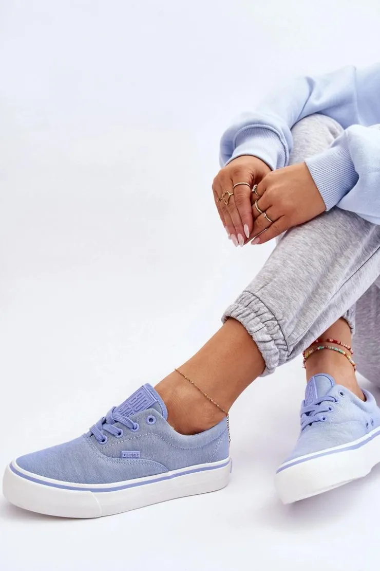 Outlet Big Star Shoes Materiałowe Tenisówki Na Platformie Big Star LL274145 Niebieskie