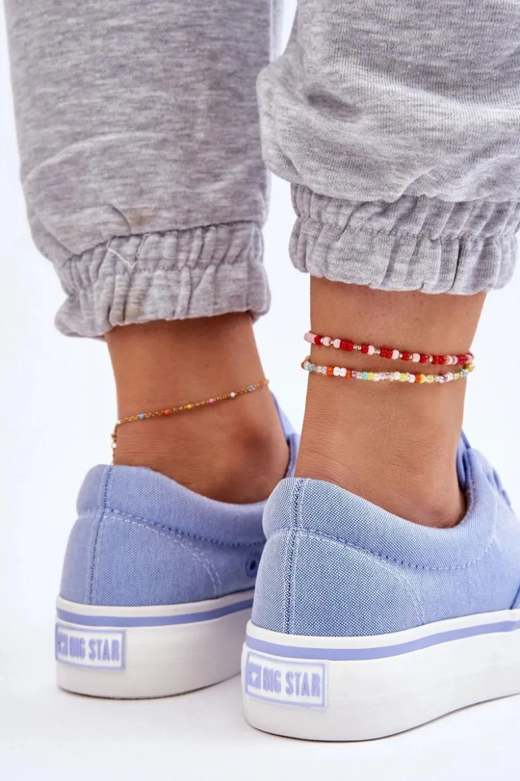 Outlet Big Star Shoes Materiałowe Tenisówki Na Platformie Big Star LL274145 Niebieskie