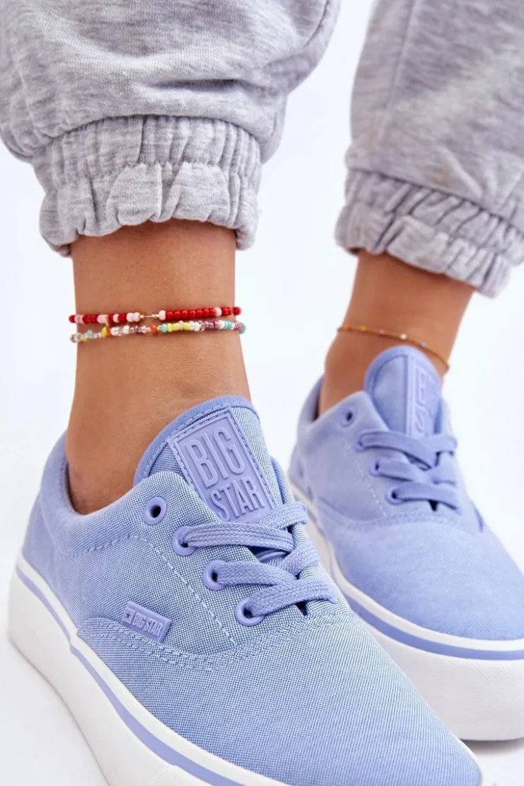 Outlet Big Star Shoes Materiałowe Tenisówki Na Platformie Big Star LL274145 Niebieskie