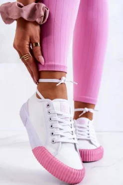 Damskie Big Star Shoes Materiałowe Tenisówki Trampki BIG STAR JJ274111 Białe