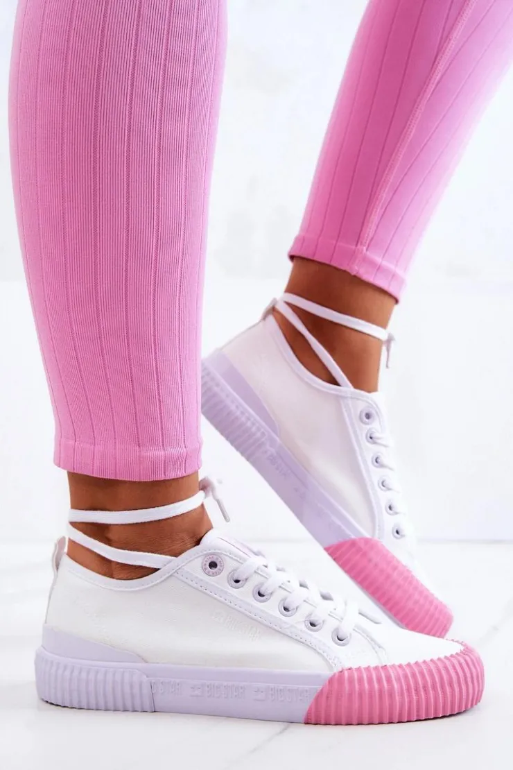 Damskie Big Star Shoes Materiałowe Tenisówki Trampki BIG STAR JJ274111 Białe