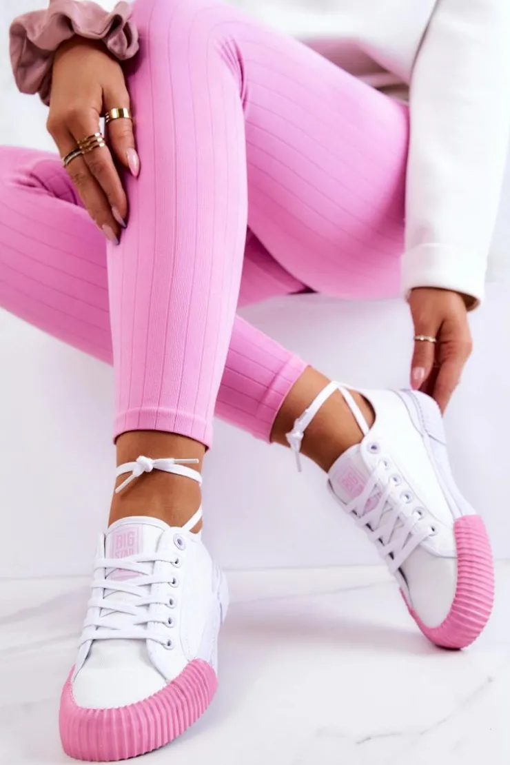 Damskie Big Star Shoes Materiałowe Tenisówki Trampki BIG STAR JJ274111 Białe