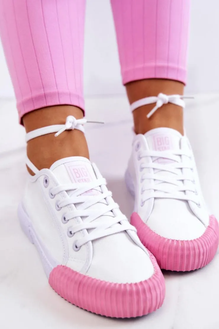 Damskie Big Star Shoes Materiałowe Tenisówki Trampki BIG STAR JJ274111 Białe