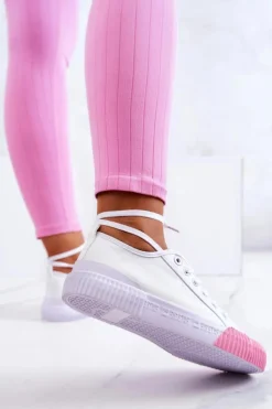 Damskie Big Star Shoes Materiałowe Tenisówki Trampki BIG STAR JJ274111 Białe