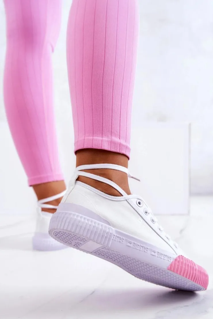 Damskie Big Star Shoes Materiałowe Tenisówki Trampki BIG STAR JJ274111 Białe