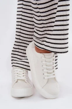 Damskie Big Star Shoes Materiałowe Trampki Damskie Na Platformie Big Star RR274463 Białe