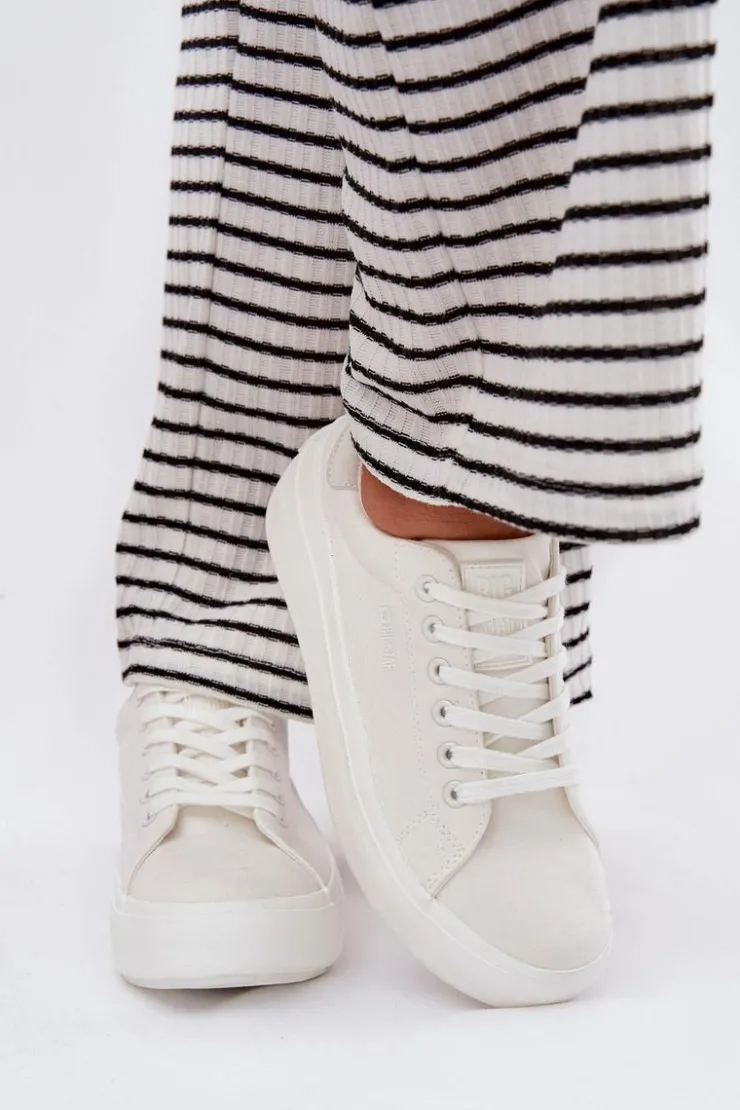 Damskie Big Star Shoes Materiałowe Trampki Damskie Na Platformie Big Star RR274463 Białe