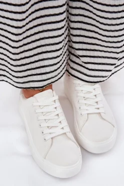 Damskie Big Star Shoes Materiałowe Trampki Damskie Na Platformie Big Star RR274463 Białe