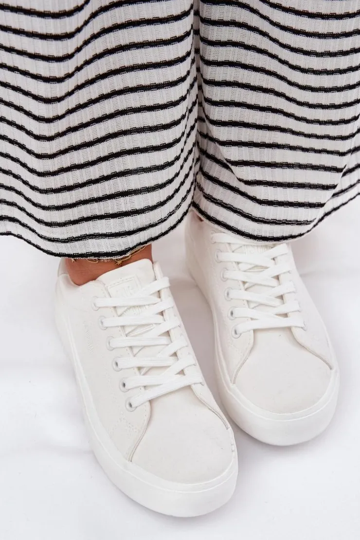 Damskie Big Star Shoes Materiałowe Trampki Damskie Na Platformie Big Star RR274463 Białe