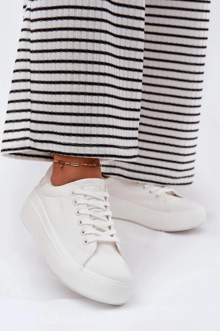 Damskie Big Star Shoes Materiałowe Trampki Damskie Na Platformie Big Star RR274463 Białe