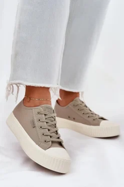 Online Big Star Shoes Materiałowe Trampki Damskie Na Platformie Big Star RR274779 Szare Szary