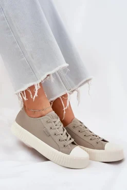 Online Big Star Shoes Materiałowe Trampki Damskie Na Platformie Big Star RR274779 Szare Szary