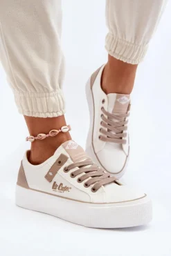 Lee Cooper Trampki Damskie Niskie*Materiałowe Trampki Damskie LCW-24-31-2198 Białe