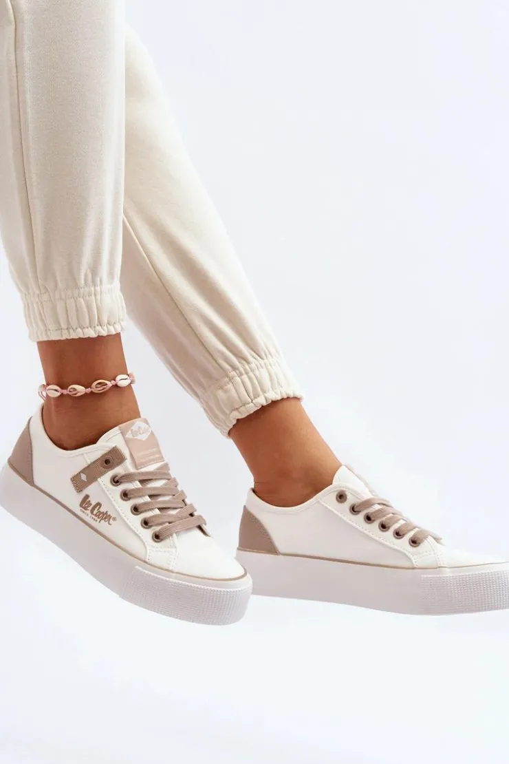 Lee Cooper Trampki Damskie Niskie*Materiałowe Trampki Damskie LCW-24-31-2198 Białe
