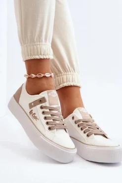 Lee Cooper Trampki Damskie Niskie*Materiałowe Trampki Damskie LCW-24-31-2198 Białe