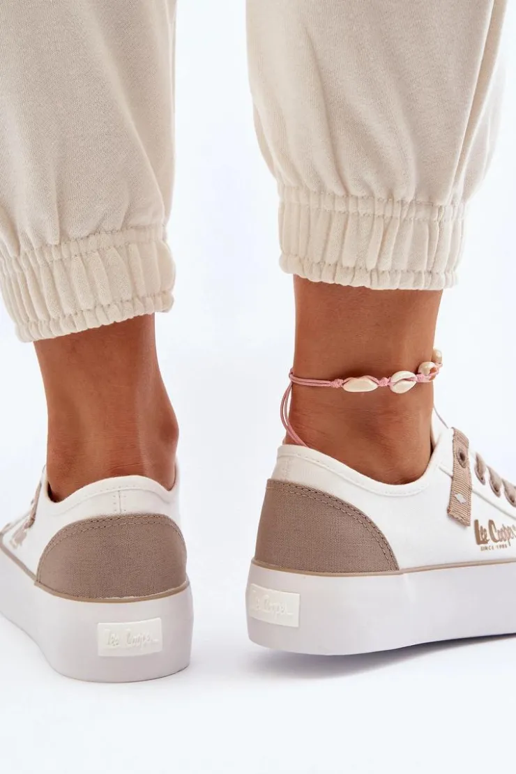 Lee Cooper Trampki Damskie Niskie*Materiałowe Trampki Damskie LCW-24-31-2198 Białe
