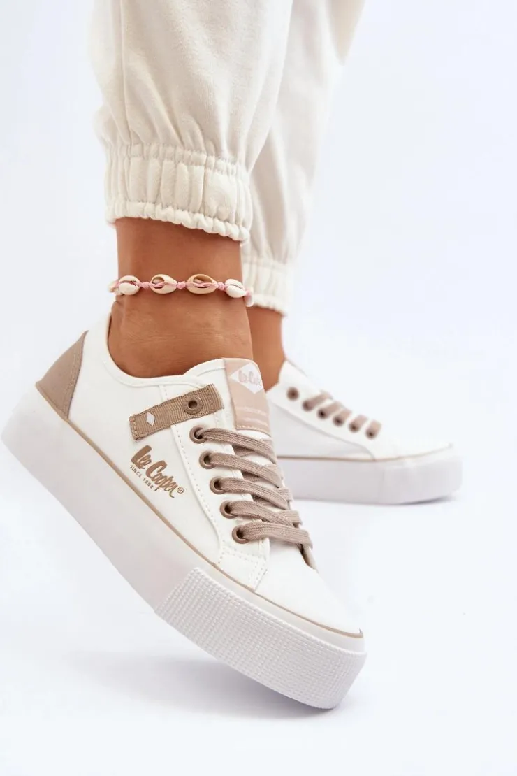 Lee Cooper Trampki Damskie Niskie*Materiałowe Trampki Damskie LCW-24-31-2198 Białe