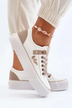 Lee Cooper Trampki Damskie Niskie*Materiałowe Trampki Damskie LCW-24-31-2198 Białe