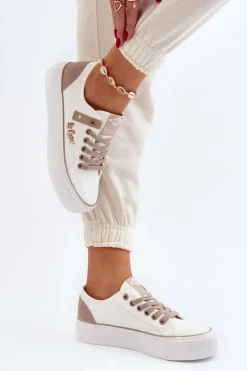 Lee Cooper Trampki Damskie Niskie*Materiałowe Trampki Damskie LCW-24-31-2198 Białe