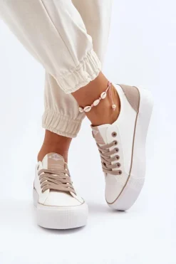 Lee Cooper Trampki Damskie Niskie*Materiałowe Trampki Damskie LCW-24-31-2198 Białe