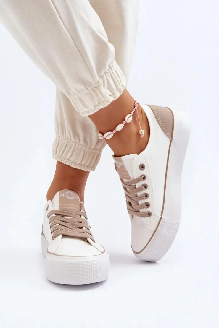 Lee Cooper Trampki Damskie Niskie*Materiałowe Trampki Damskie LCW-24-31-2198 Białe