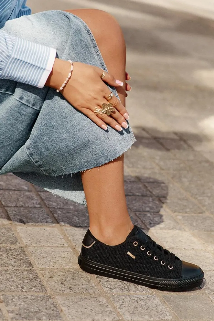 Damskie Big Star Shoes Materiałowe Trampki Damskie Big Star RR274765 Czarne