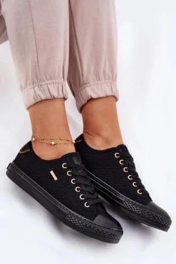 Damskie Big Star Shoes Materiałowe Trampki Damskie Big Star RR274765 Czarne