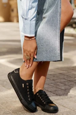 Damskie Big Star Shoes Materiałowe Trampki Damskie Big Star RR274765 Czarne