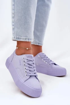 Damskie Big Star Shoes Materiałowe Trampki Damskie Big Star RR274406 Fioletowe