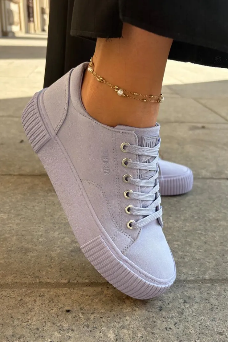 Damskie Big Star Shoes Materiałowe Trampki Damskie Big Star RR274406 Fioletowe